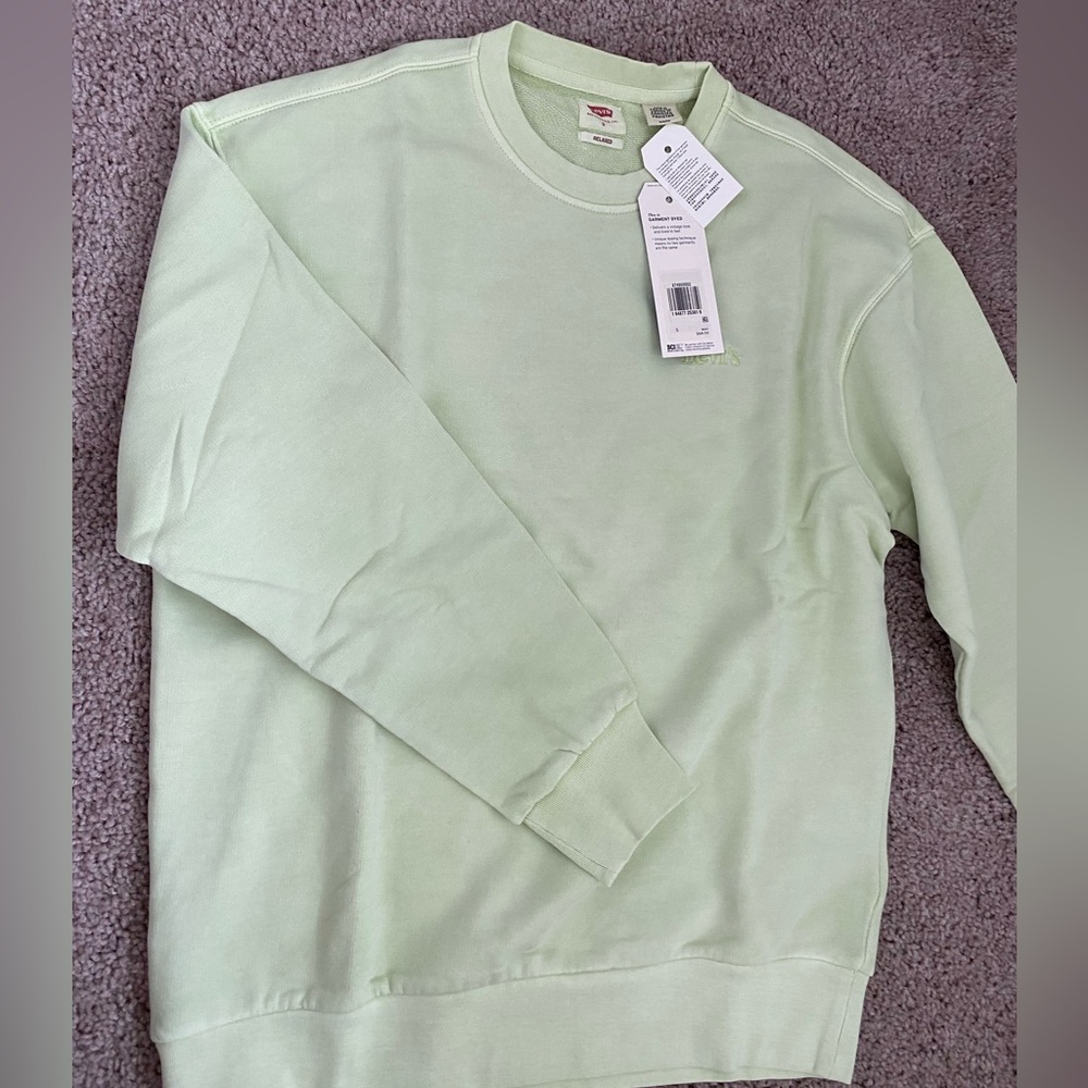 Levi's Garment Dye Crew Neck Sweatshirt Cotton lime green Relaxed size S NWT - Picture 5 of 9